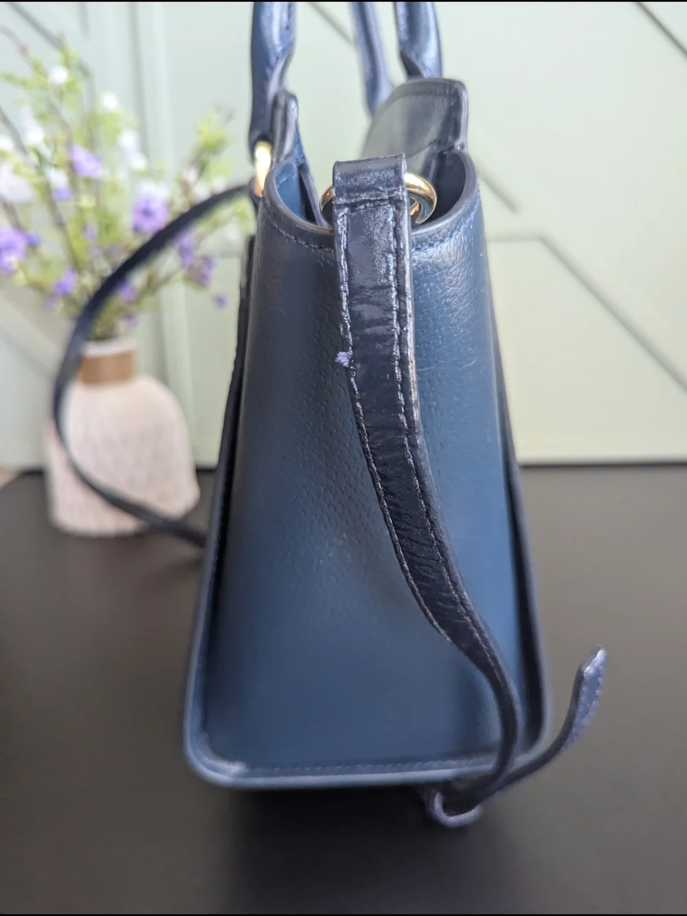 Kate Spade Blue Pebble Leather Satchel